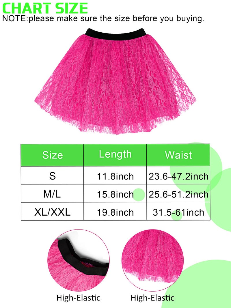 Vabean 19 Pcs 80s Costume Set T Shirt Leggings Tutu Skirt Headband Necklace Bracelets Earrings Gloves Leg Warmers for Women (Green Leggings,XX-Large) - Image 3