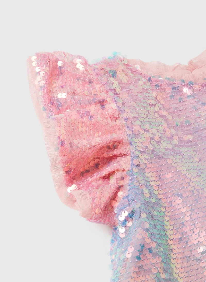 Matalan Girls Pink Sequin Dress