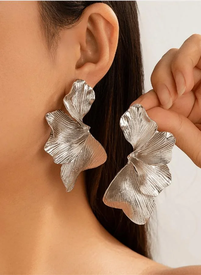 Silver Floral Stud Earrings