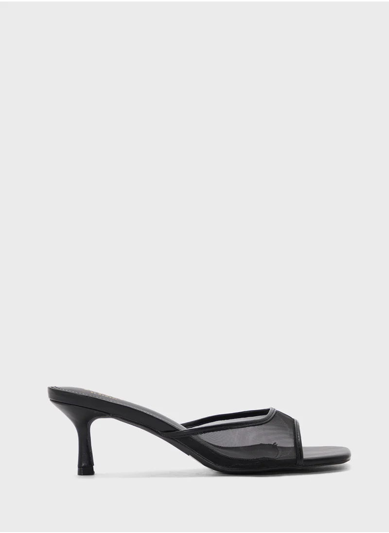 ايلا Mesh Detail Mule Heel Sandal