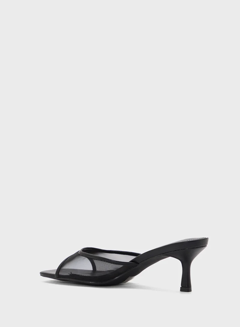 ايلا Mesh Detail Mule Heel Sandal