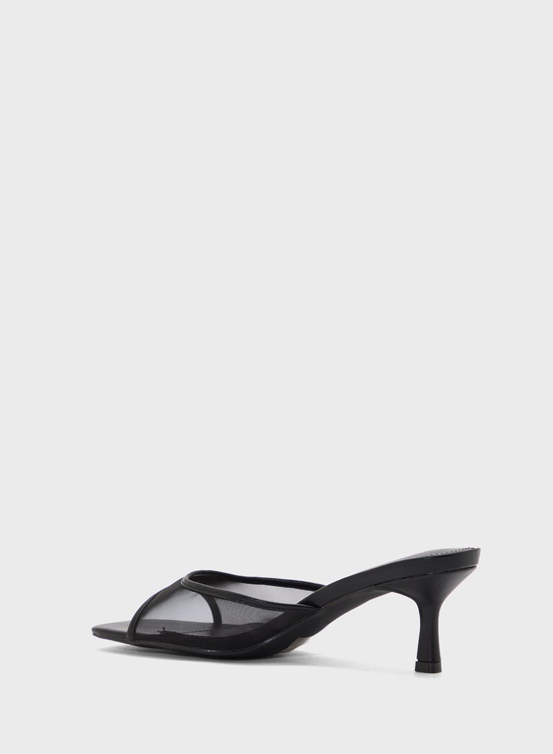 ELLA Mesh Detail Mule Heel Sandal - Image 3