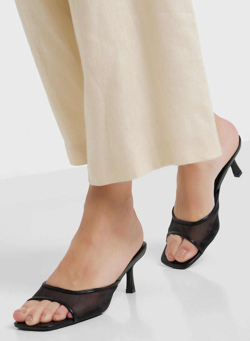 ELLA Mesh Detail Mule Heel Sandal - Image 5