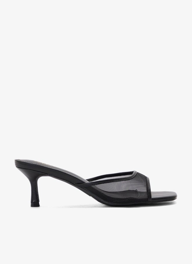 ELLA Mesh Detail Mule Heel Sandal - Image 1