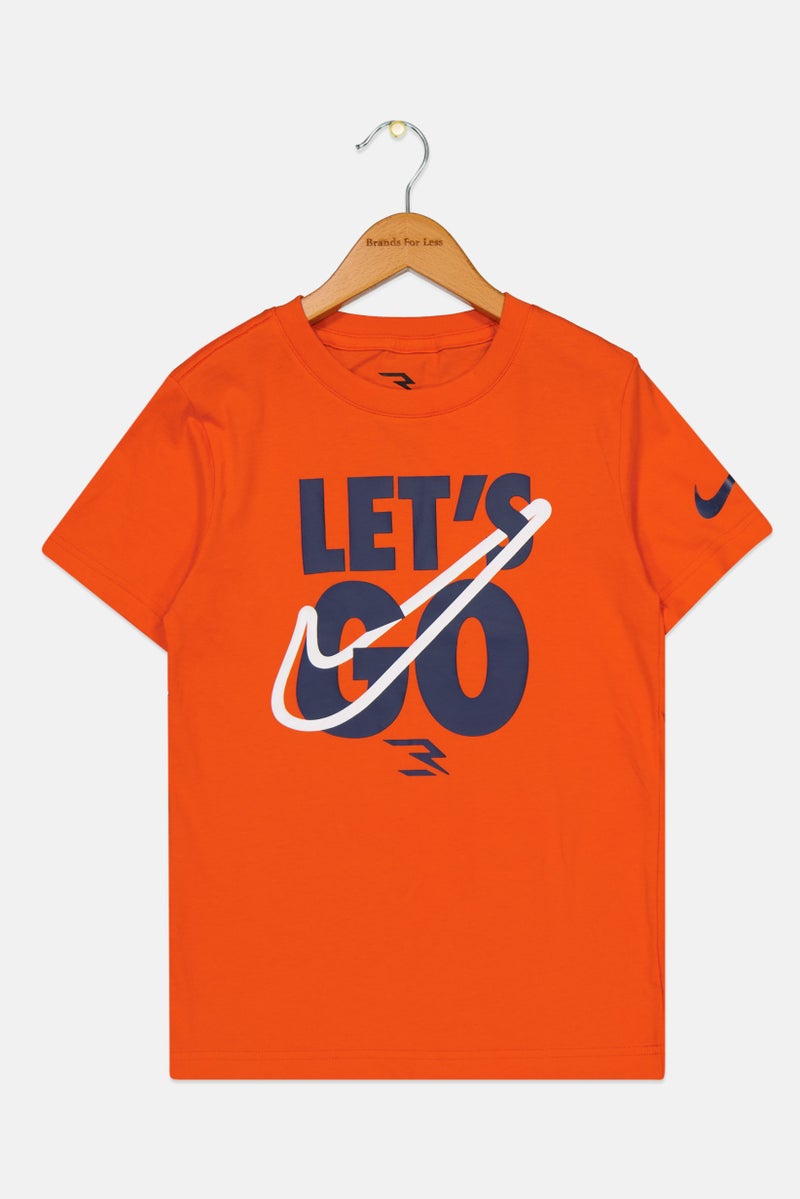 Nike 3Brand by Russell Wilson Kids Boy Sportswear Fit Brand Logo Training T-Shirt, Orange - Image 1