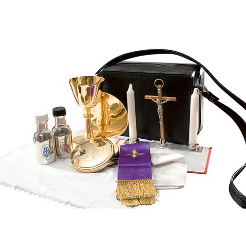 1home Mass Kit Includes: Chalice, Paten, Pyx, Crucifix, 2 Glass Bottles, 2 Candles, Stole, Linens Zippered Carrying Case by 1home - Image 3