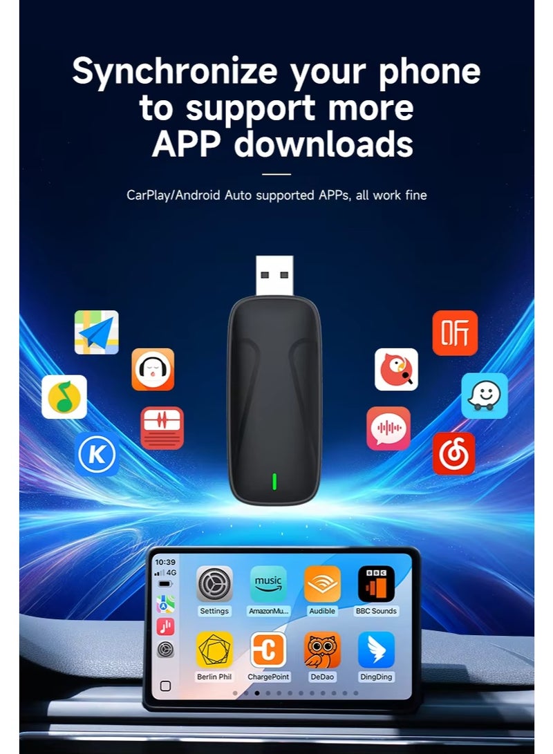 Vierex CarlinKit Baidu CarLife Wired to Wireless Adapter, 2-in-1 Wireless CarPlay & Android Auto Box, Dual-Band 2.4G/5G WiFi, Plug & Play, OTA Update, Voice Assistant, Compatible with Factory Wired Baidu CarLife - Image 3