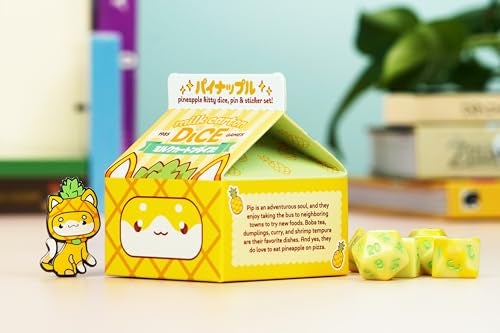 1985 Games Pineapple Kawaii Cat Dice Set Milk CartonInspired Dice for DND TTRPGs Tabletop Roleplaying - Image 5