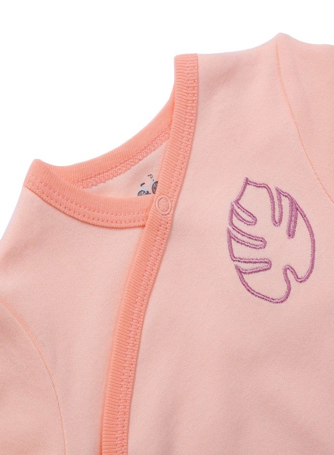 Asher and Olivia Baby Girl's 2-Pack Long-Sleeve Kimono Bodysuit Set: Side Snap Infant in Pink- Size (9-12 Months) - Image 2