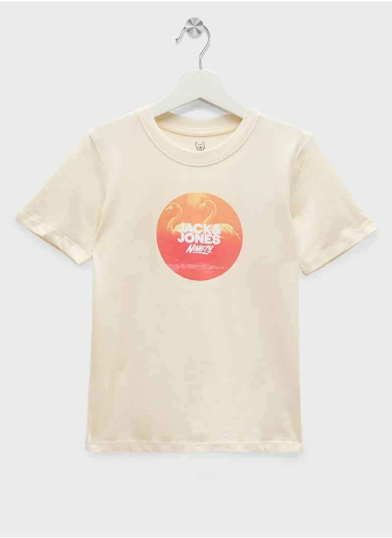جاك وجونز جونيور Kids Graphic Logo Crew Neck T-Shirt