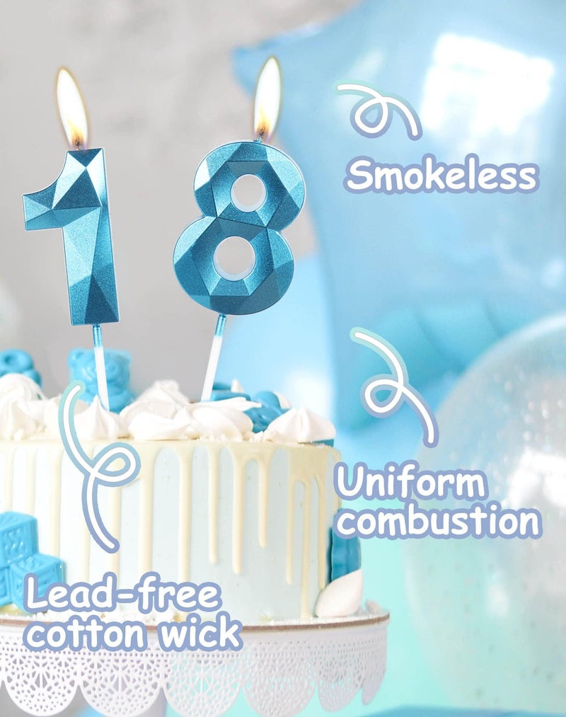 Yiran 3D Blue Birthday Candles Numbers 17.5 cm, Cake Decoration for Birthday, Number 17 - Image 2