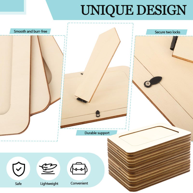 RYKOMO 12 Pieces DIY Wooden Picture Frames, Unfinished Solid Wood Photo Picture Frames for 4 x 6 in Photos, Standing Wooden Picture Frame for Valentine's Day Gift, Father's Day, Mother's Day DIY Crafts - Image 4