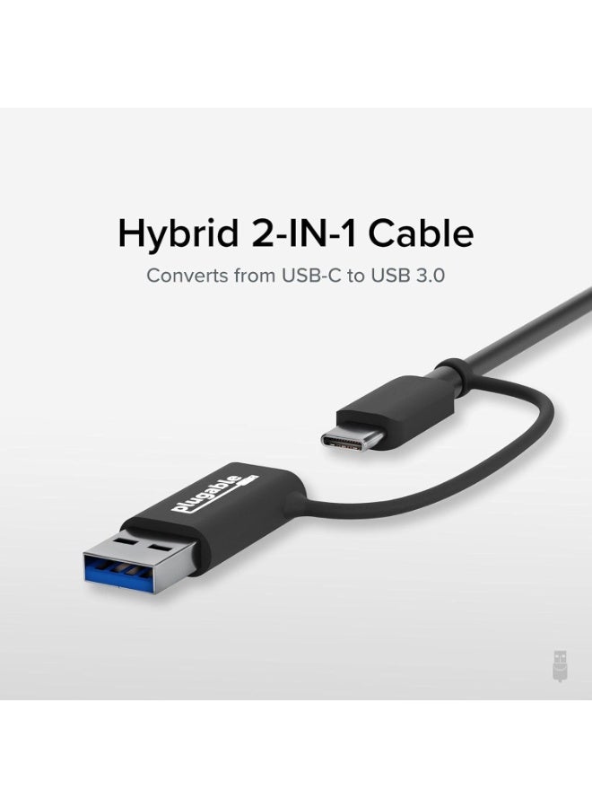 Plugable 2.5G USB-C and USB Ethernet Adapter, Dual USB-C/USB-A 2-in-1 Gigabit LAN Adapter, Supports 2.5Gbps RJ45, Compatible with Thunderbolt 3, USB 3.0, Windows macOS Linux, Plug and Play Aluminum Design - Image 4