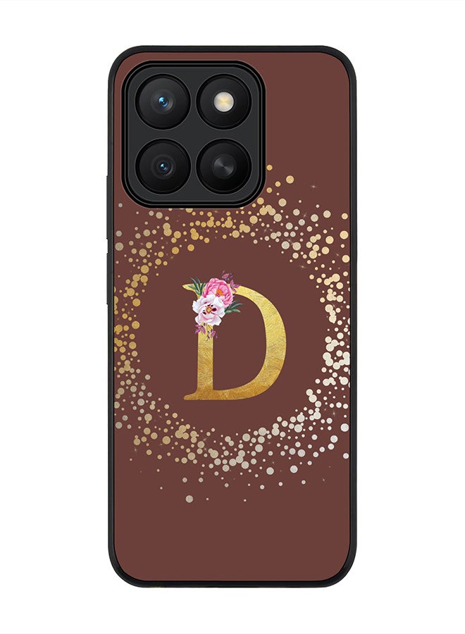 Stylizedd For Honor X8c Case,Slim fit Camera Protection, Shockproof Thin Phone cover  - Custom Monogram Floral - D  (Brown )