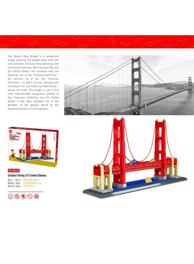 wange Golden Gate Bridge San Francisco USA Building Blocks Set 6210 (Age 6+ , 1977 Pieces) - Image 5