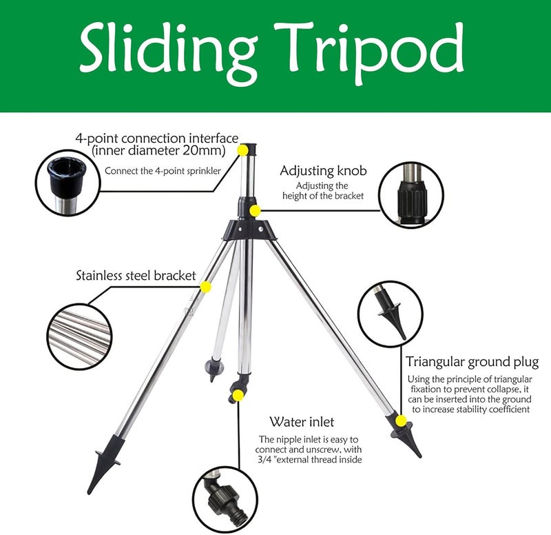 كلاراكو رشاش دوار ثلاثي القوائم، رشاشات ري دوارة أوتوماتيكية بزاوية 360 درجة، رشاش تلسكوبي ثلاثي القوائم للحدائق والمساحات الكبيرة، رشاشات ري للحدائق والمساحات الكبيرة - Image 2