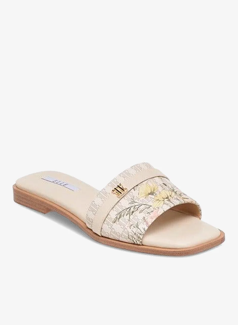ايل صنادل نسائية مسطحة بنقشة الزهور سهلة الارتداء