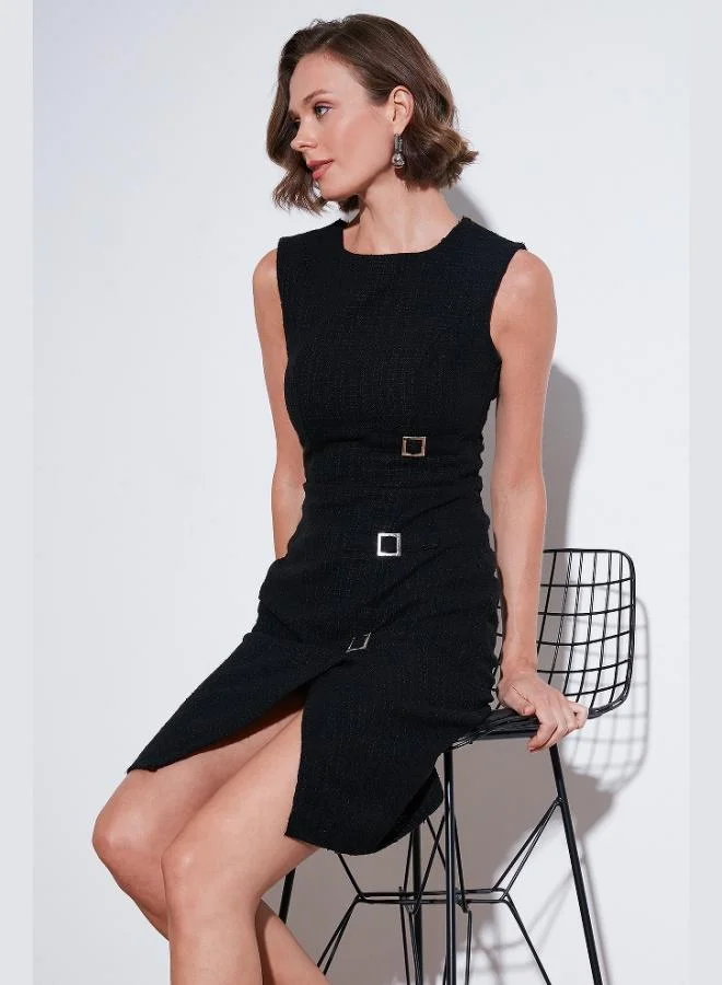 ليلا فستان قصير ضيق من تويد ليلى للنساء