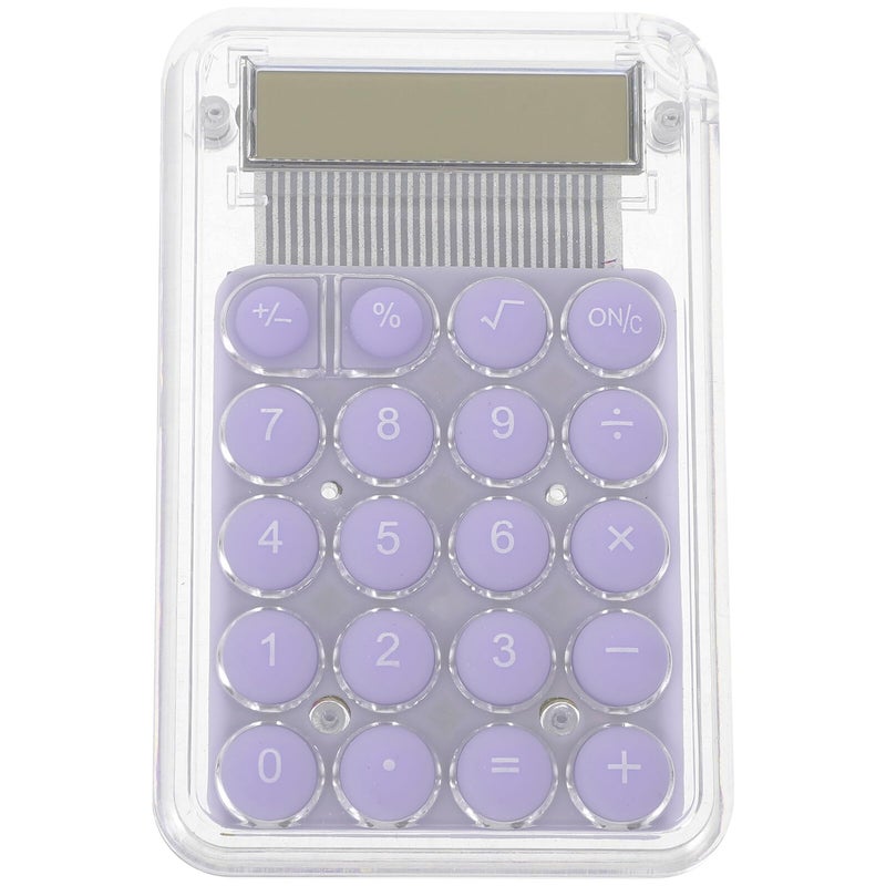 Mini Cartoon Calculator 8 Digit Handheld Purple for Students Office Home - Image 2