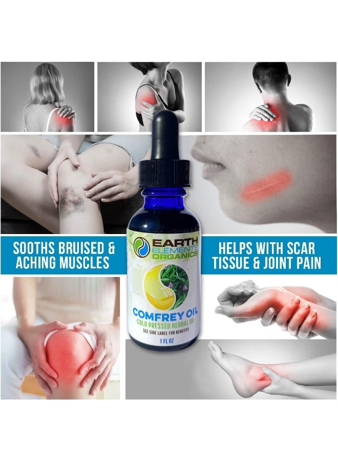 Earth Elements Organics - 100% Organic Comfrey Medicinal Herbal Oil, Raw, Non-Gmo - Wound Healing, Skin-Cell Regeneration, Moisturiser, Scar Reduction, Anti-Inflammatory - Image 1
