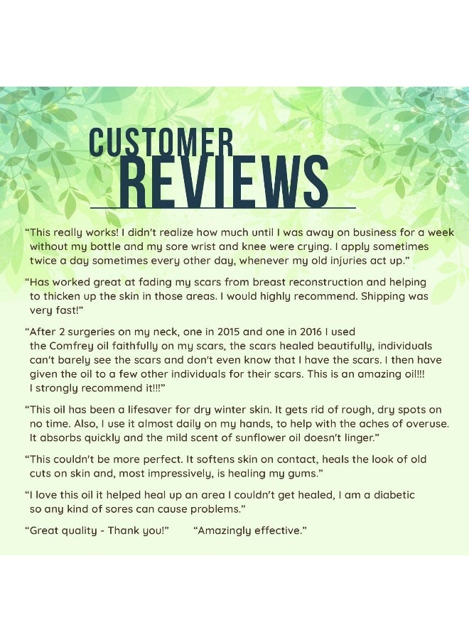 Earth Elements Organics - 100% Organic Comfrey Medicinal Herbal Oil, Raw, Non-Gmo - Wound Healing, Skin-Cell Regeneration, Moisturiser, Scar Reduction, Anti-Inflammatory - Image 1