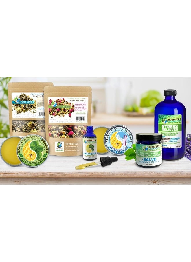 Earth Elements Organics - 100% Organic Comfrey Medicinal Herbal Oil, Raw, Non-Gmo - Wound Healing, Skin-Cell Regeneration, Moisturiser, Scar Reduction, Anti-Inflammatory - Image 1