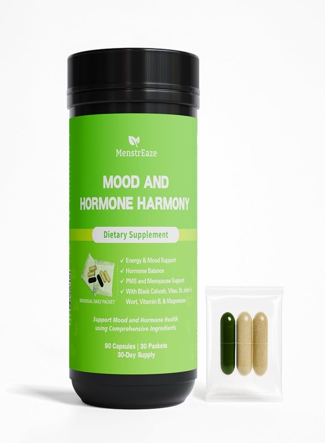 MenstrEaze Hormone Balance for Women - PMS Support Supplement for Mood, Menstrual Cramp, Bloating, Hormone-Free Perimenopause & Menopause Support, Chasteberry, Black Cohosh, St. John’s Wort, 30 Daily Packets - Image 1