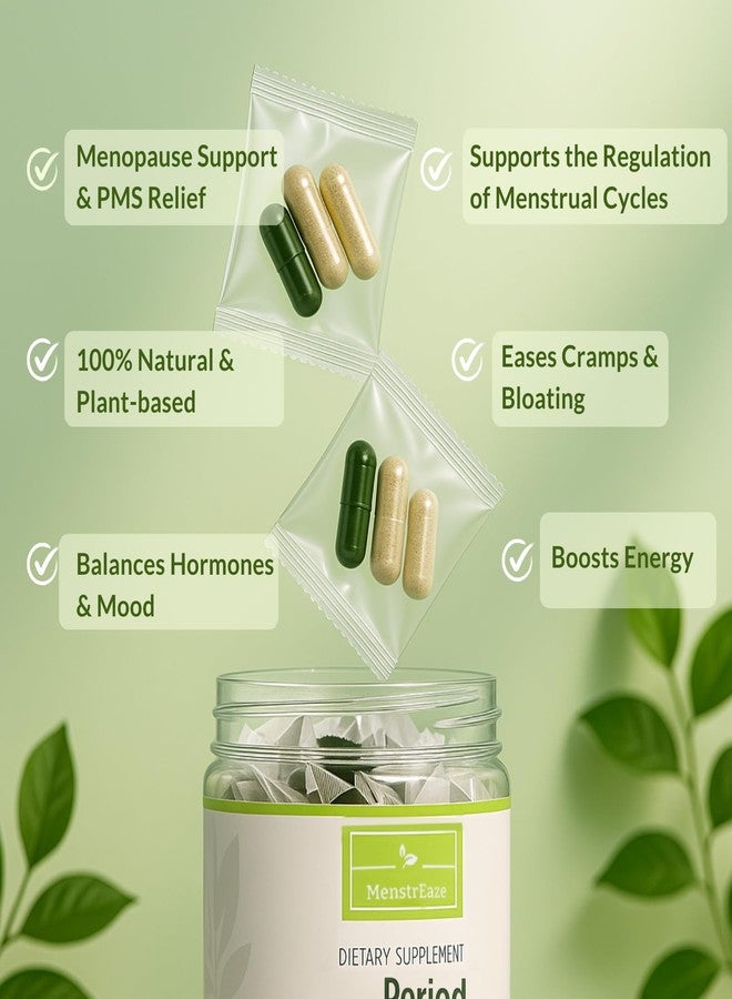 MenstrEaze Hormone Balance for Women - PMS Support Supplement for Mood, Menstrual Cramp, Bloating, Hormone-Free Perimenopause & Menopause Support, Chasteberry, Black Cohosh, St. John’s Wort, 30 Daily Packets - Image 3