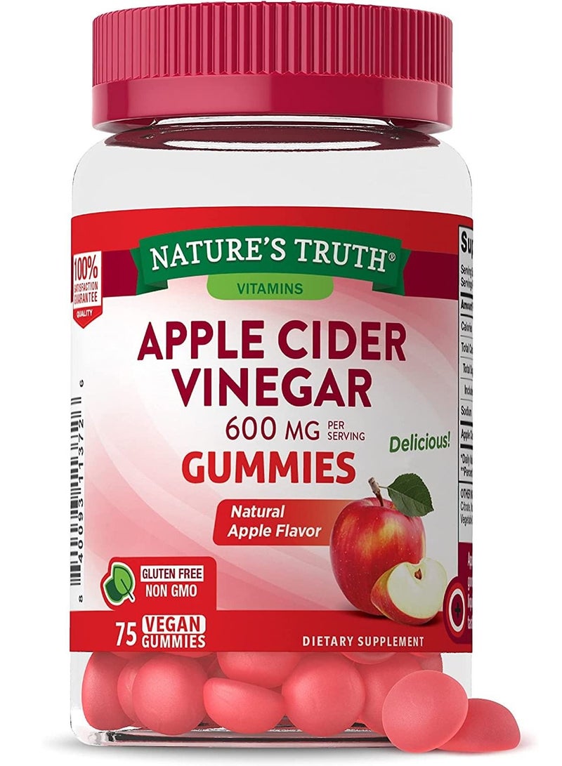 نايتشورز تروث Nature's Truth Apple Cider Vinegar 600mg Vegan Gummies, 75 Count - Image 1
