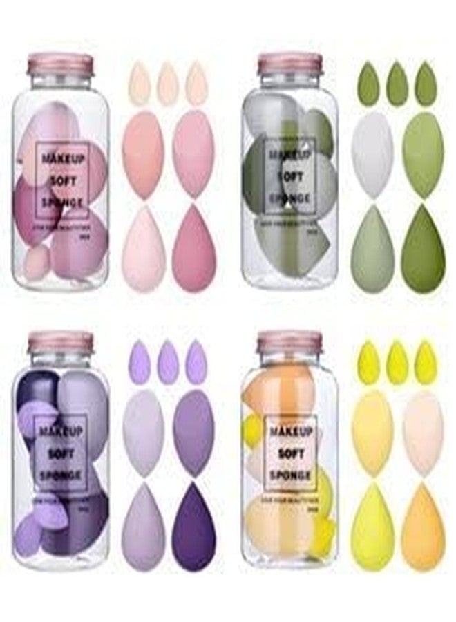 GOLD MAX Makeup Sponge Set Beauty Blender with Egg Case, Soft Sponge For Liquid Foundation, Creams, and Powders，Latex Free Wet and Dry Makeup (Green) (Multicolor 4 Big + 3 Mini -7 Pcs set) - Image 2