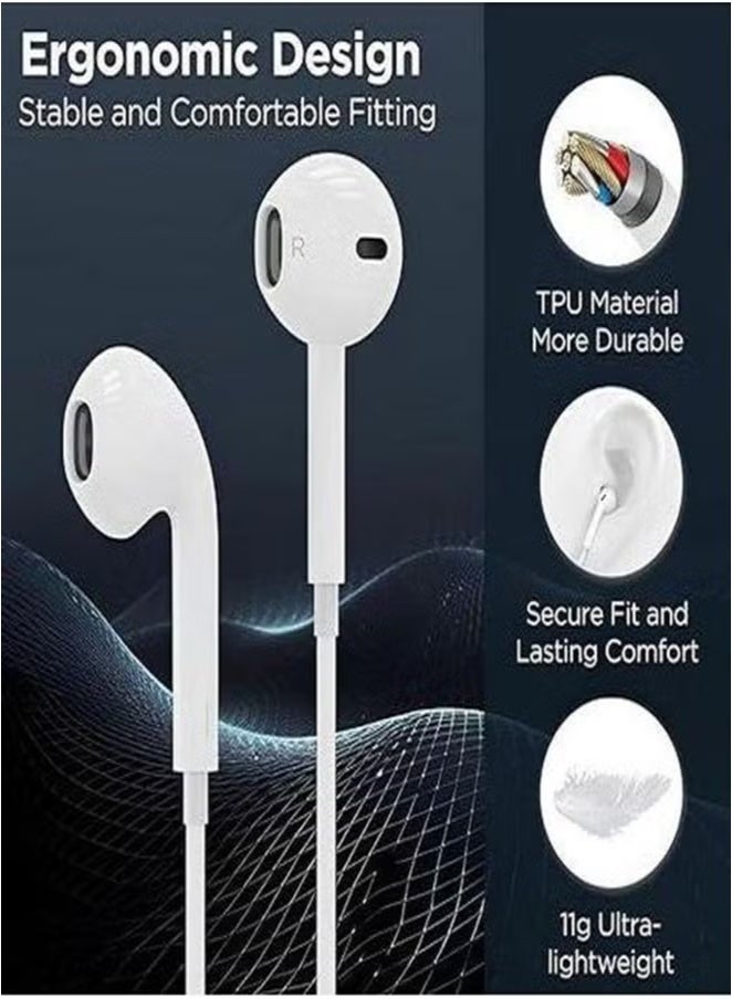 Wired For iPhone [MFi Certified] Without Bluetooth Microphone and Volume Control -Earbuds for Music and Phone Calls, Compatible for iPhone 7/8/X/Xs/XR/se/11/12/13/14/Pro/Pro Max (Direct Use) Lightng - Image 3