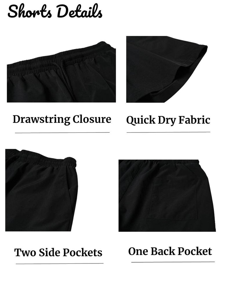 EISHOPEER Men's 2 Pieces Hawaii Shirt Sets Short Sleeve Casual Button Down T-Shirts Shorts Sets Summer Fashion Beach Outfits Black XX-Large - Image 5