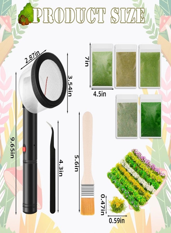 Warmtree Static Grass Flocking Applicator Kit with Anti-Slip Handle and 5 x 30g Colors Grass, 49 Pcs Miniature Colorful Flower, Diorama Supplies for DIY Scenic Terrain Model Kit Miniatures Landscape - Image 2