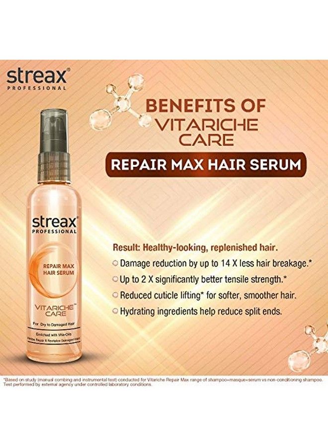 Streax Professional Vitariche Care Repair Max Hair Serum For Men & Women ; Helps Repair & Rejuvenate Dry & Damaged Hair ; Provides Softer Nourished & Healthier Hair ; For Dry To Damaged Hair 100 Ml - Image 4