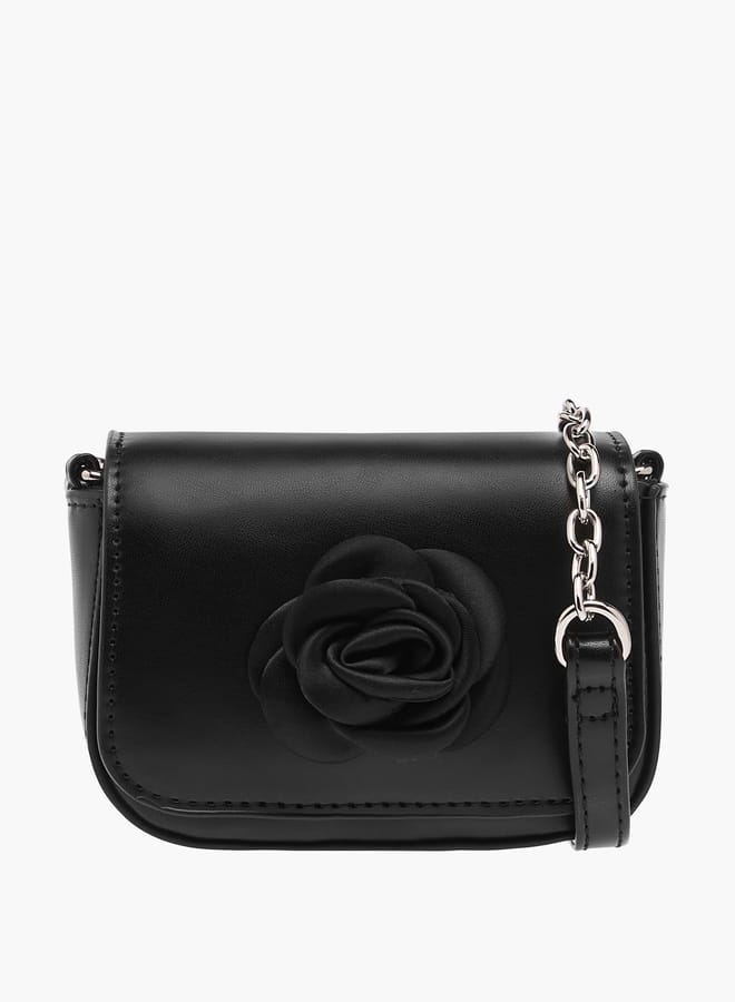 Flora Bella By Shoexpress Girls Rose Accent Crossbody Bag With Chain Strap And Flap Closure - Image 1