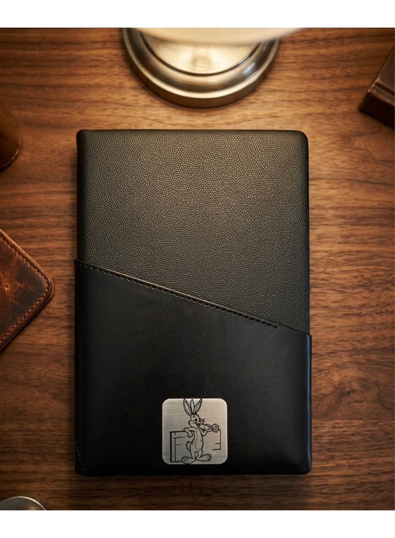 Black Leather Notebook with Bugs Bunny Design – Premium A5 Journal for Daily Writing & Office Use - Image 2