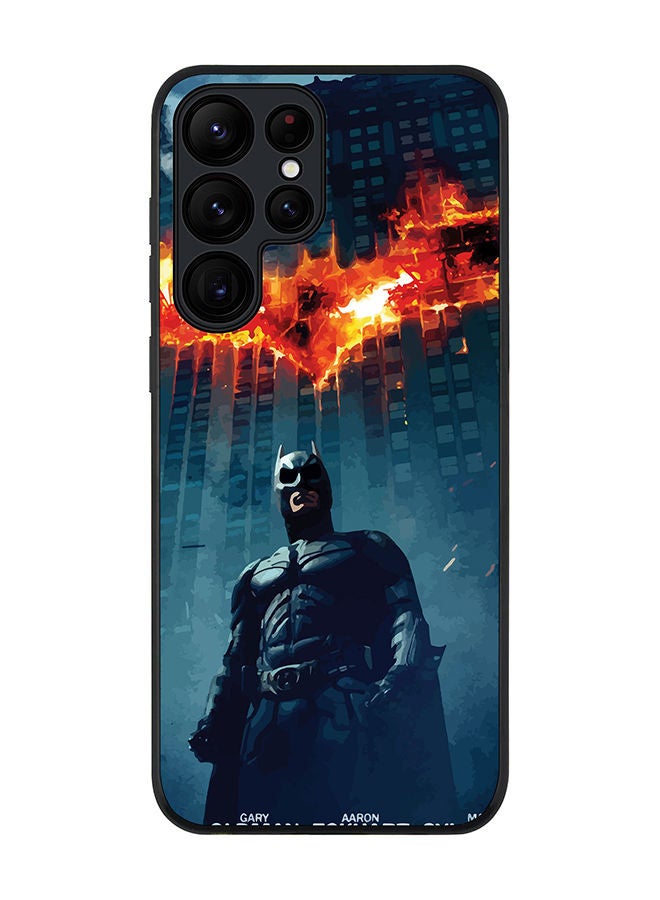 Stylizedd Rugged Black edge case for Samsung Galaxy S23 Ultra 5G Slim fit Soft Case Flexible Rubber Edges Anti Drop TPU Gel Thin Cover - Burning Batman - Image 1