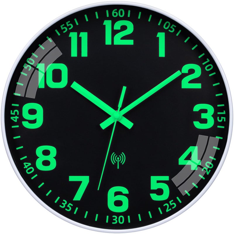 Warminn Atomic Glow in The Dark Wall Clock (Black) - Image 1