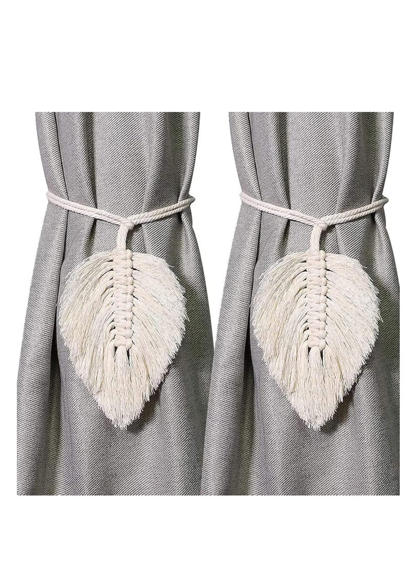 Oasisgalore - 2 Pcs Handmade Cotton Rope Curtain Tiebacks, Farmhouse Style, for Indoor/Outdoor Drapes. - Image 1
