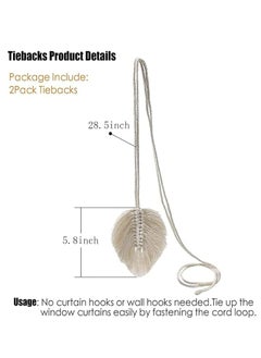 Oasisgalore 2 Pcs Handmade Cotton Rope Curtain Tiebacks, Farmhouse Style, for Indoor/Outdoor Drapes.  - Image 2