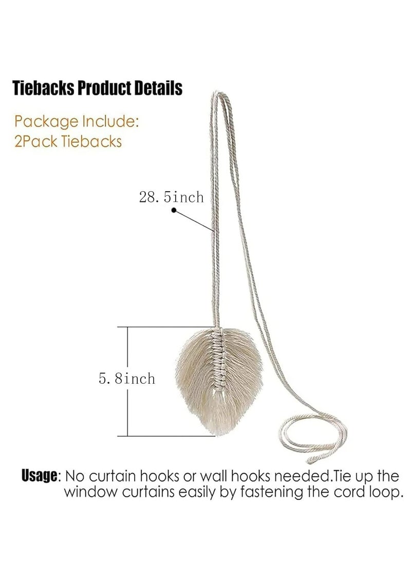Oasisgalore - 2 Pcs Handmade Cotton Rope Curtain Tiebacks, Farmhouse Style, for Indoor/Outdoor Drapes. - Image 1