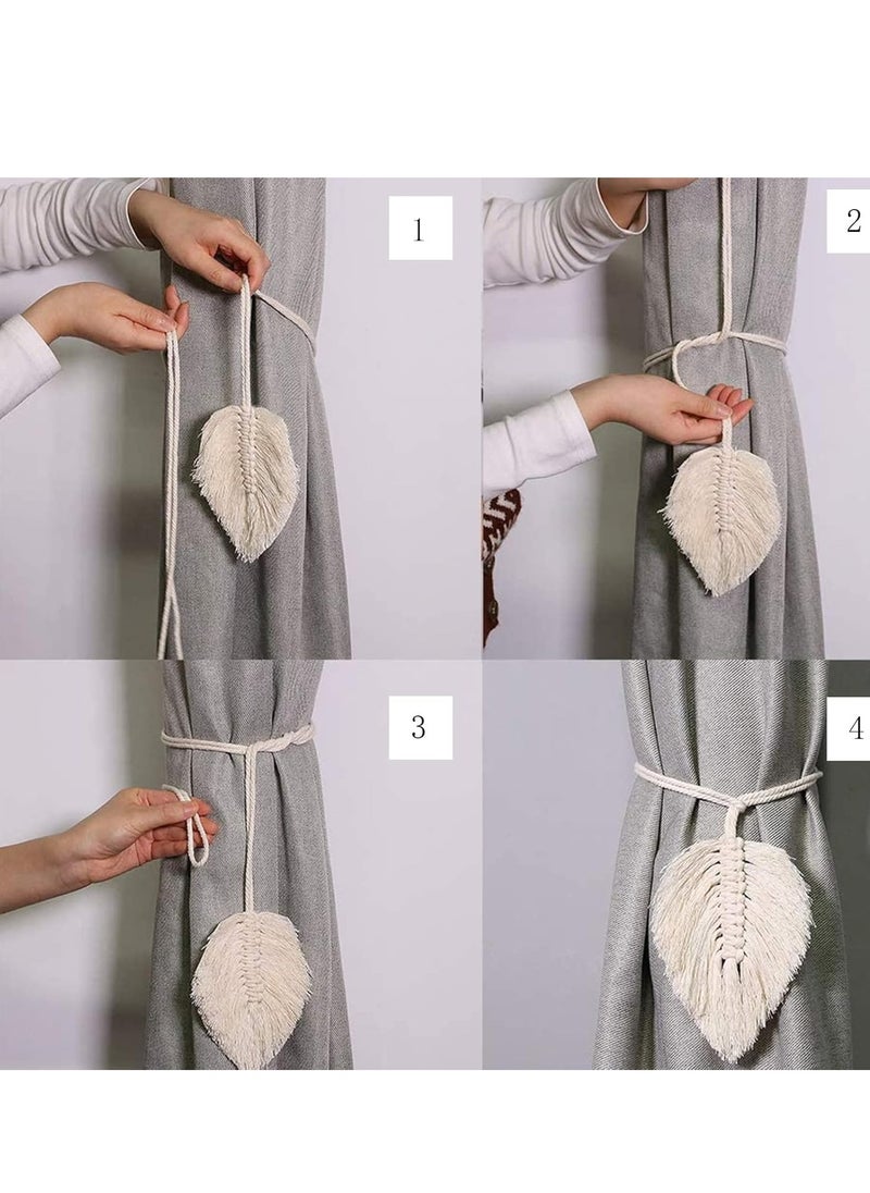 Oasisgalore - 2 Pcs Handmade Cotton Rope Curtain Tiebacks, Farmhouse Style, for Indoor/Outdoor Drapes. - Image 1
