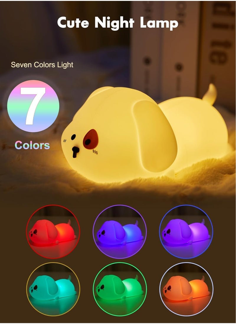 Generic - Minetom Night Light for Kids, Cute Silicone Puppy Night Light with 2 Levels of Brightness, 7 Colors Kawaii Touch Lamp for Bedroom, Girls and Boys, Toddler, Nursery, Baby Gifts, Rechargeable - Image 1