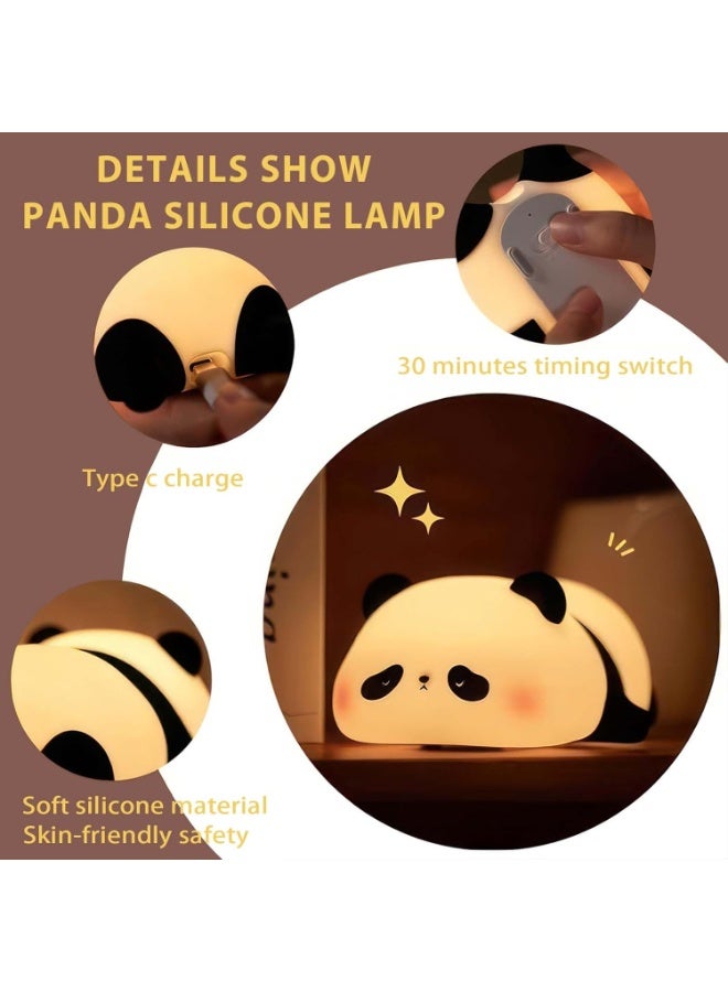 MineTom Cute Panda Night Light with Timer, Food-Grade SiliconeTouch NightLight for Baby Nurseries Dimmable Adorable Lamp for Bedrooms, Breastfeeding-Friendly Night Light, Soft Children's Gifts - Image 2