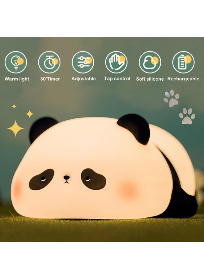MineTom Cute Panda Night Light with Timer, Food-Grade SiliconeTouch NightLight for Baby Nurseries Dimmable Adorable Lamp for Bedrooms, Breastfeeding-Friendly Night Light, Soft Children's Gifts - Image 4