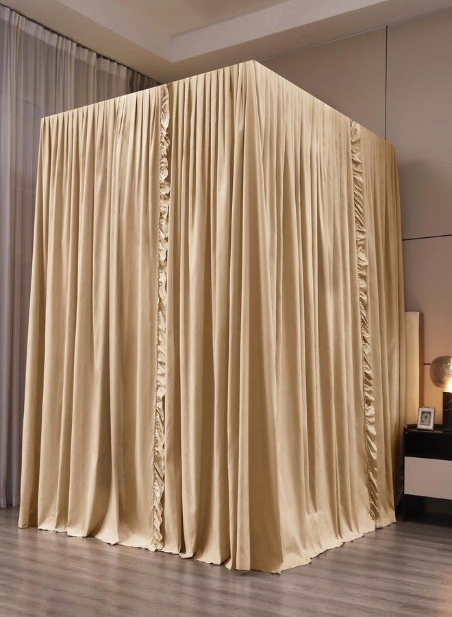 Mengersi Canopy Bed Curtains Queen Size,Royal Breathable Private Space-Elegant Bed Curtains Bedroom Decor for Adults,Champagne - Image 2