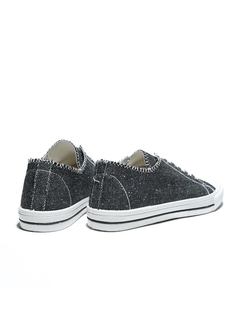 Basic Lace-Up Knit Flat Sneakers For Women