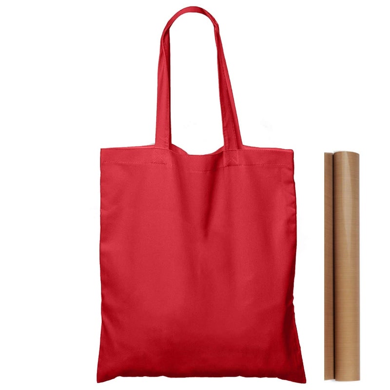NPBAG 5 Pack 15'' X 16'' Red Cotton Tote Bags, Lightweight Blank Bulk Cloth bags with 1pc of PTFE Teflon Sheet - Image 5