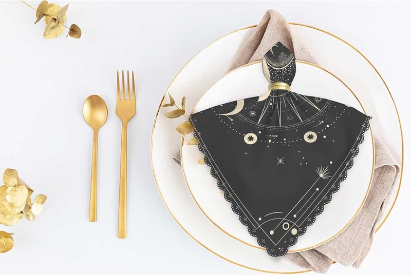 Yibeas Moon Sun Cloth Table Napkins Set of 4 Star Galaxy Moonlight Esoteric Astrology Science Polyester Washable Decoration Dinner Napkins for Kitchen 18 x 18 inch - Image 5