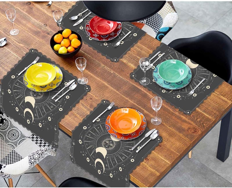 Yibeas Moon Sun Cloth Table Napkins Set of 4 Star Galaxy Moonlight Esoteric Astrology Science Polyester Washable Decoration Dinner Napkins for Kitchen 18 x 18 inch - Image 4